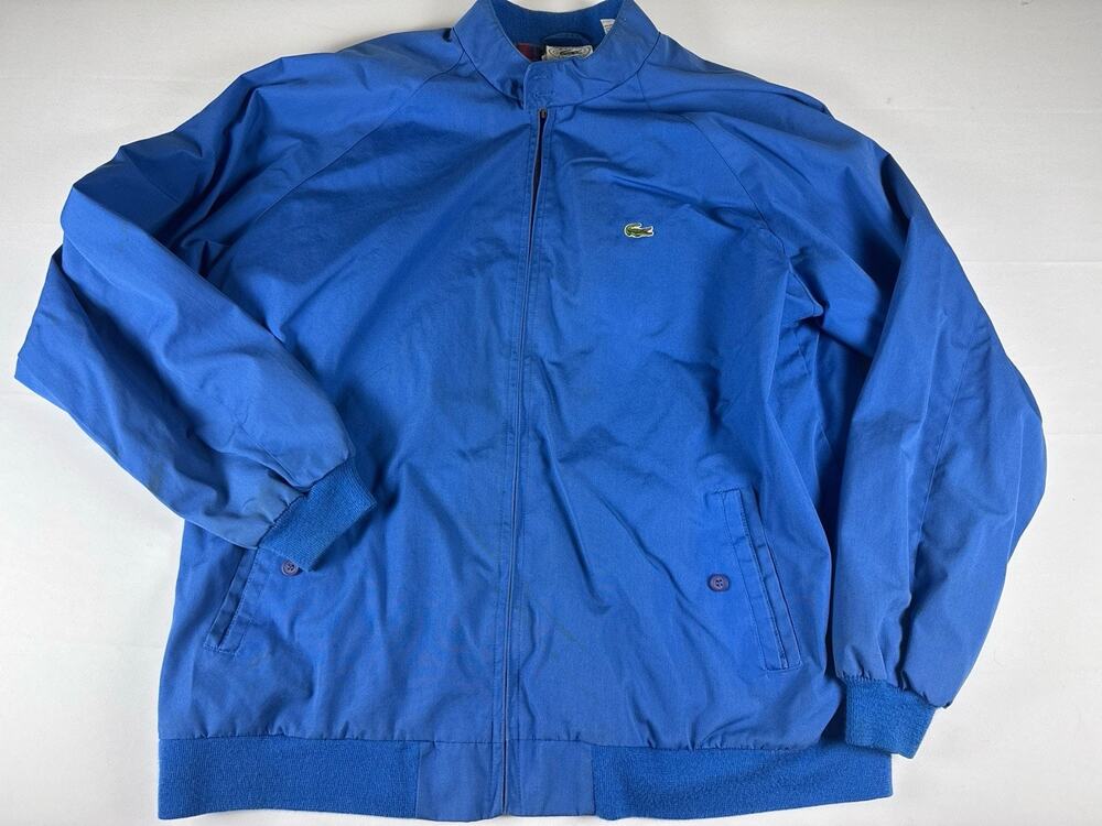 Vintage Izod Lacoste Harrington Jacket Mens XXL Tall Blue Plaid Lined Bomber 90s